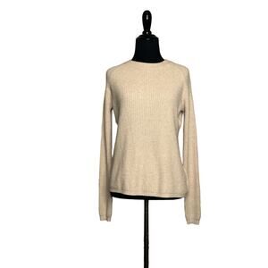 Tahari beige cream crew neck long sleeves sweater size XS